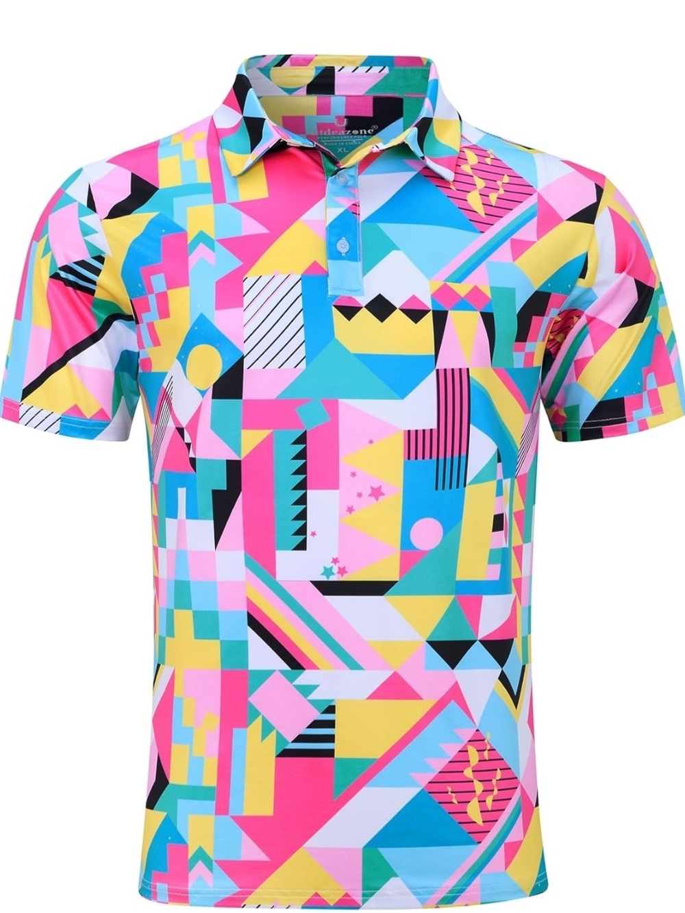 Boy's Colorful Geo-Print Golf Polo